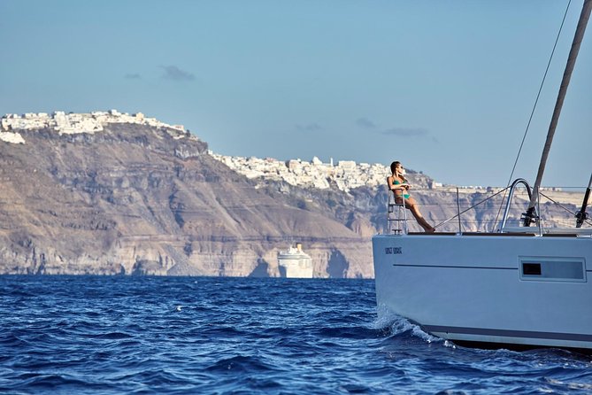 Santorini Luxury Sailing Catamaran Cruise With BBQ, Drinks and Transfer - Safety and Accessibility
