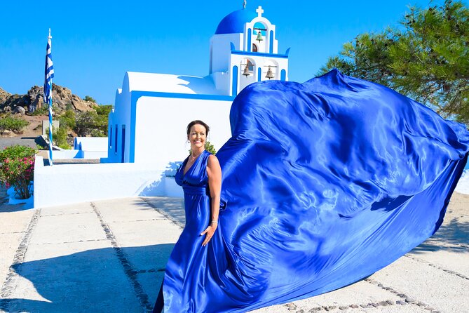 Private Flying Dress Photoshoot 2h in Santorini, Pick up Included - Complimentary Transportation