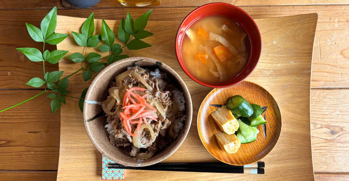 The Ubiquitous Japanese Beef Rice Bowl Gyudon With Side Dishes