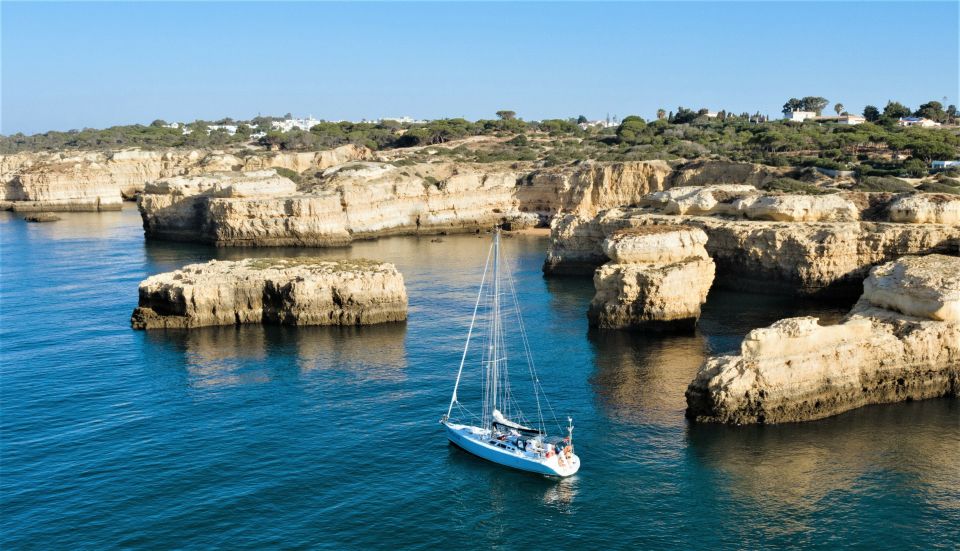 Albufeira: Sailing Boat Cruise With Beach BBQ and Open Bar