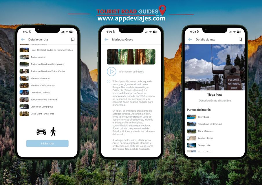 App Self-Guided Road Routes Yosemite National Park