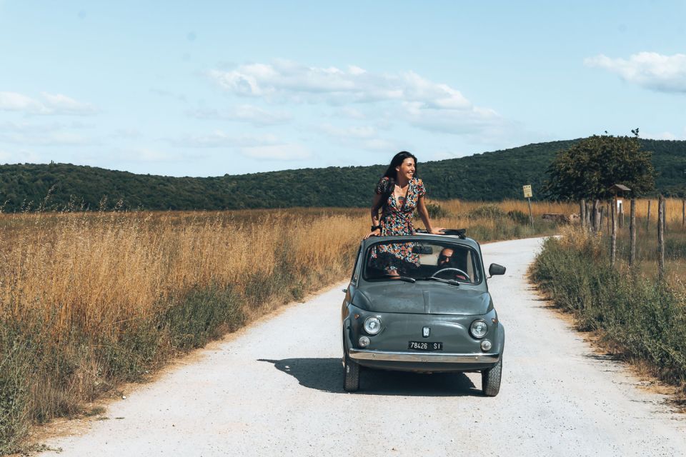 From Siena: Day Tour in a Vintage Fiat 500 With Winery