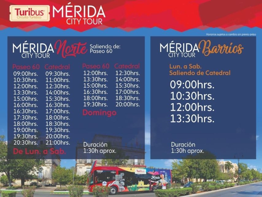 Mérida: Panoramic Sightseeing Tour Bus Ticket With 2 Routes