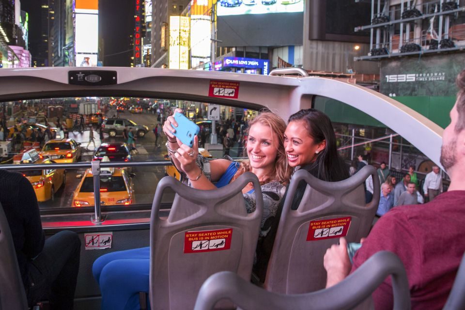 Nyc: Sightseeing Night Tour by Open-Top Bus With Live Guide