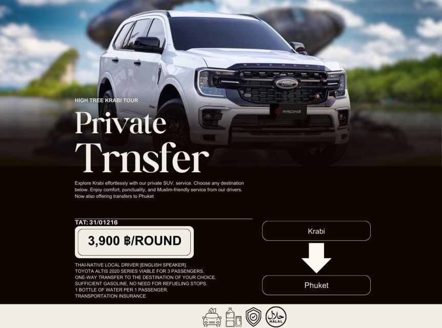 Private SUV-Transfer: One-way Krabi to Phuket - Service Highlights