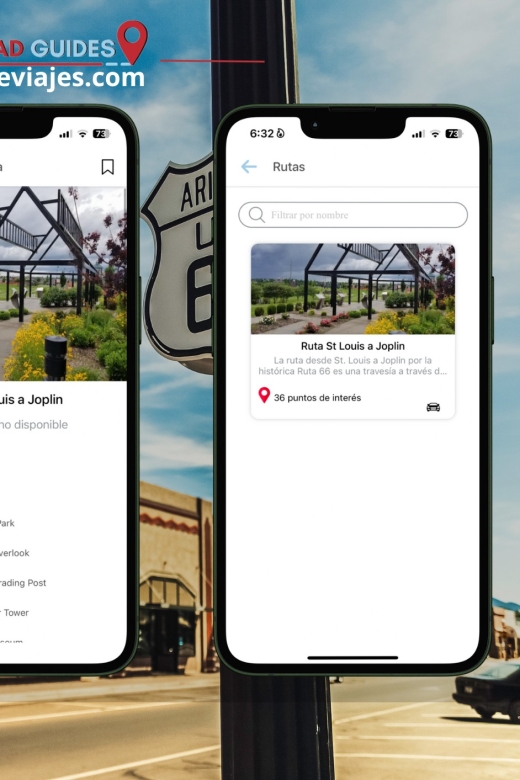 App Self-drived Route 66 Road St. Louis to Joplin - Key Attractions