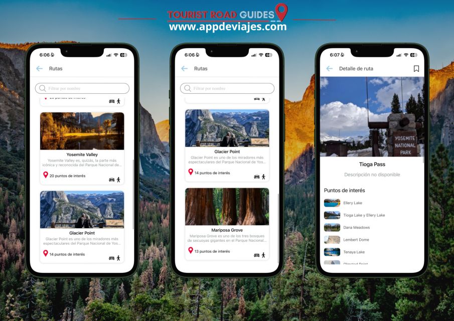 App Self-Guided Road Routes Yosemite National Park - Panoramic Glacier Point Views