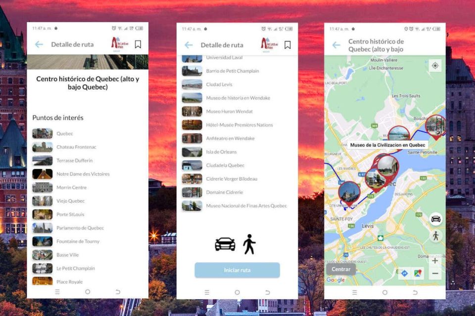 APP Self-Guided Routes Quebec With Multi-Language Audioguide - Available Routes