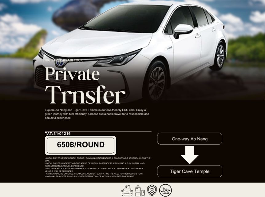 Private Eco-Transfer: One-way Ao Nang - Tiger Cave Temple - Vehicle Details