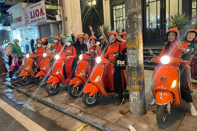 Vespa Female Ao Dai Riders Night Street Food + Train Street Tour - Nighttime Sightseeing and Cuisine