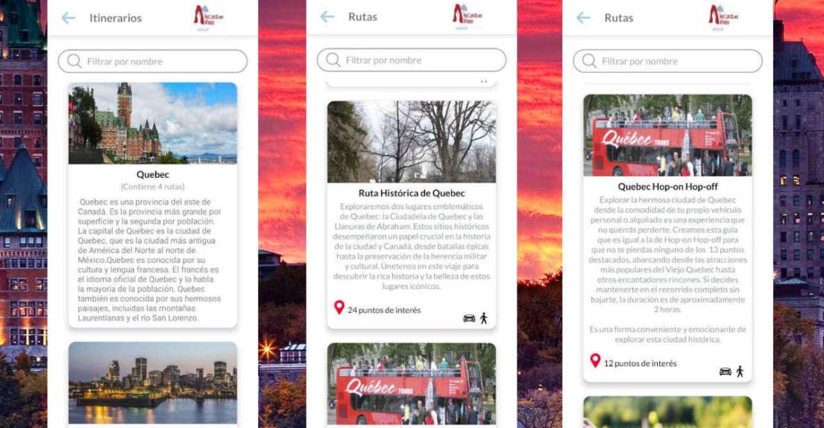 APP Self-Guided Routes Quebec With Multi-Language Audioguide - Customizable Routes