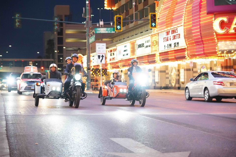 Las Vegas: Glittering Nightlife Evening Sidecar Tour - Tour Itinerary