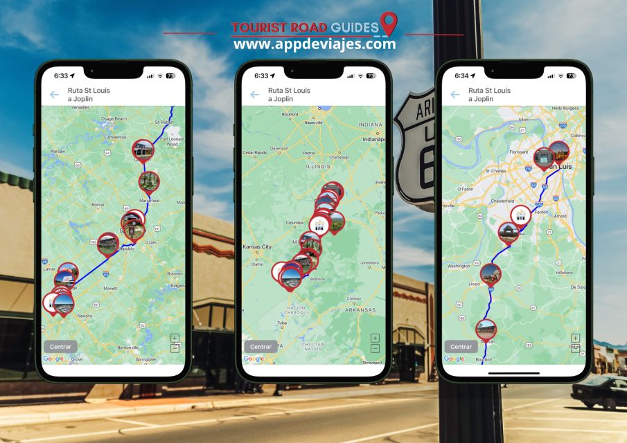 App Self-drived Route 66 Road St. Louis to Joplin - App Features