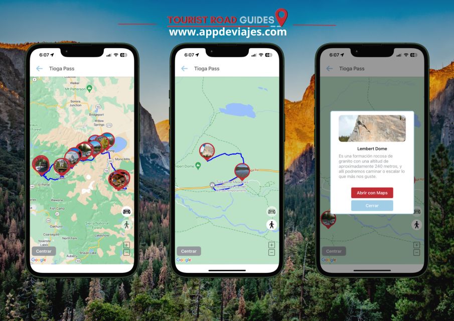 App Self-Guided Road Routes Yosemite National Park - Hiking and Climbing