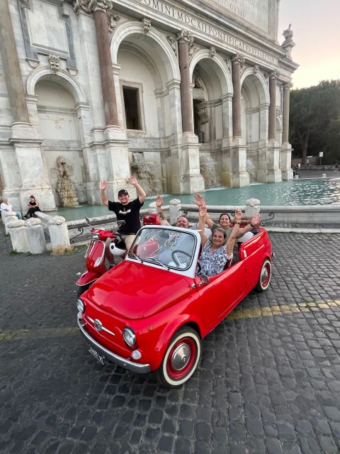 Rome: Evening Fiat 500 and Vespa Prosecco Tour - Prosecco Break and Scenic Views