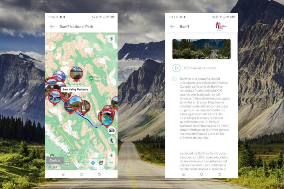 Audioguide for Western Canada Road Routes (Rocky Mountains) - Interactive Offline Maps and Tips