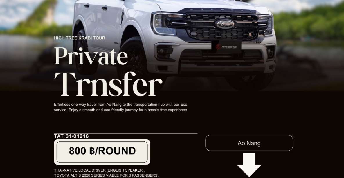 Private SUV-Transfer: One-way Ao Nang - Bus Statation - Key Points