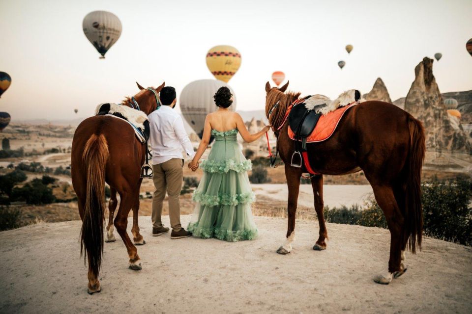 Cappadocia: Horse Riding With Balloons Above at Sunrise