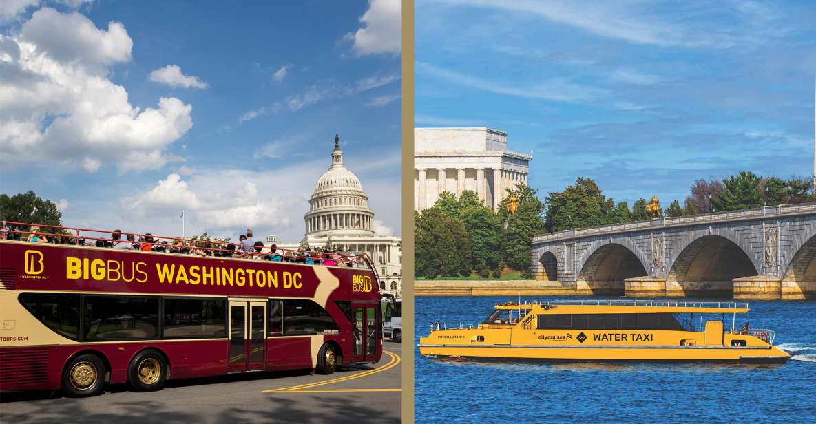 DC: Hop-on Hop-off Bus Tour & Sightseeing Water Taxi Cruise