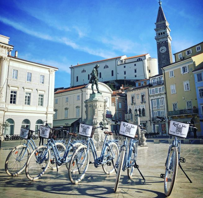 Piran: Bike Rental With Map, Helmet, Water Bottle and Lock