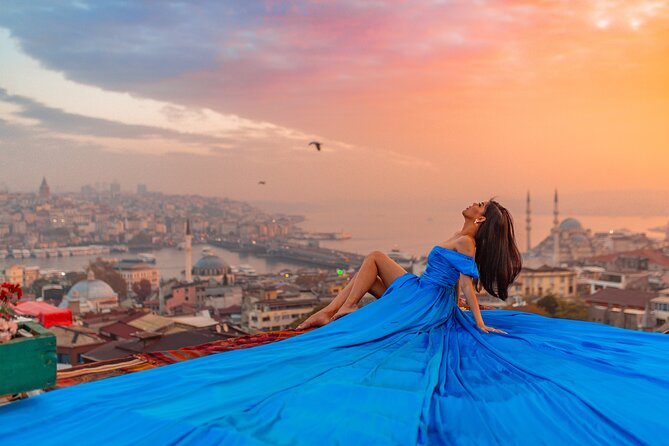 Rooftop Flying Dress Photo Shoot in Istanbul