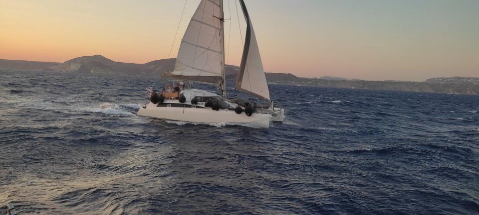 Santorini:Catamaran: Private Cruise With Food & Drinks