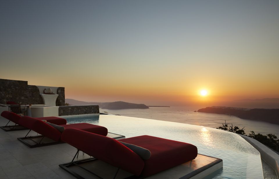 Daybed Relaxation With Infinity Pool Use With Caldera Views - Pricing Details