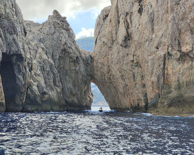 From San Antonio: Jet Ski Tour to Cala Aubarca With Swimming - Itinerary