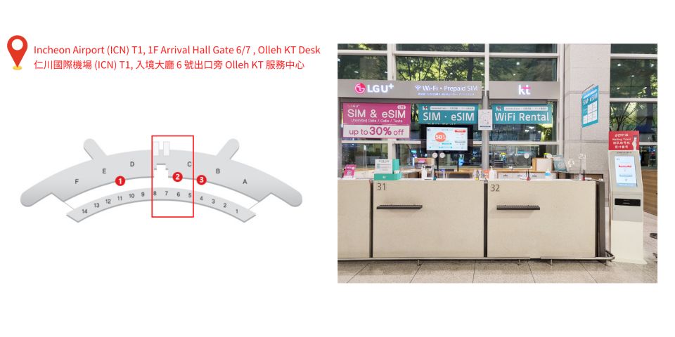 Korea: Rechargeable Prepaid Data SIM + 11,000 KRW Credits - Pickup Location