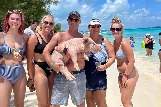 Bahamas Swimming Pigs Experience on Rose Island - Interaction With the Pigs