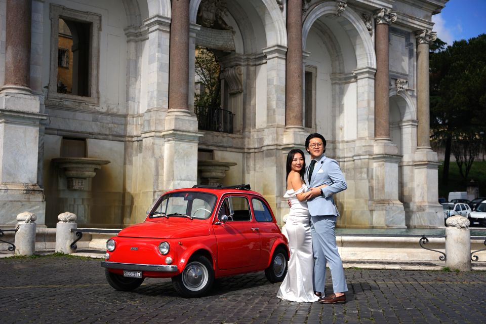 Professional Photoshoot With Most Classic Fiat500 of Rome - Giardino Degli Aranci