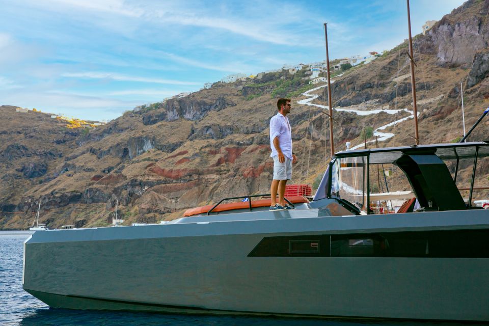 Oia: Private Santorini Catamaran Tour for Two With Drinks - Included Amenities