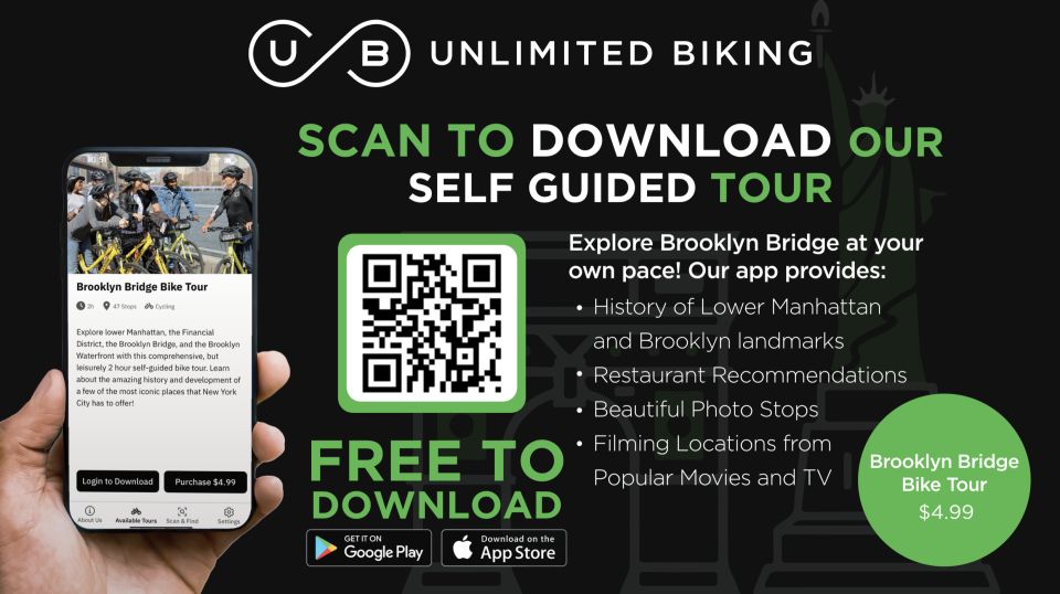 Brooklyn Bridge Self-guided Bike Tour App - Audio + Written - Booking and Activation