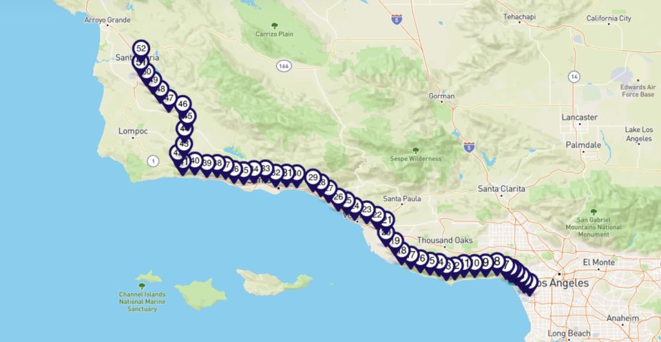 Pacific Coast Hwy (LA <> Santa Maria): Smartphone Audio Tour - Panoramic Ocean Views