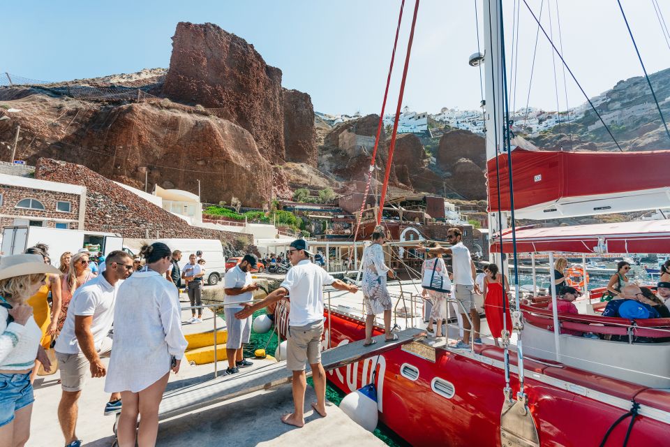 Santorini: Catamaran Tour With BBQ Dinner, Drinks, and Music - Availability and Pricing