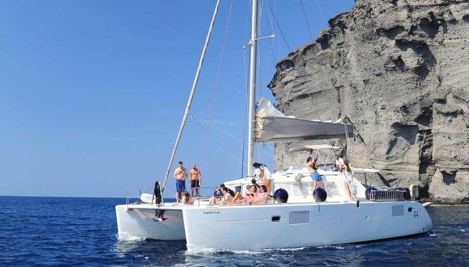 Santorini: Private Luxury Catamaran Cruise With Greek Meal - Accessibility Considerations