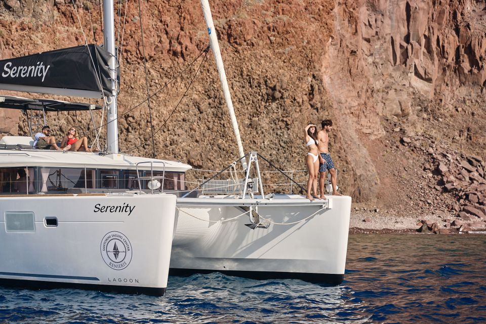 Santorini Oia: Caldera Catamaran Cruise With Meal & Drinks - Frequently Asked Questions