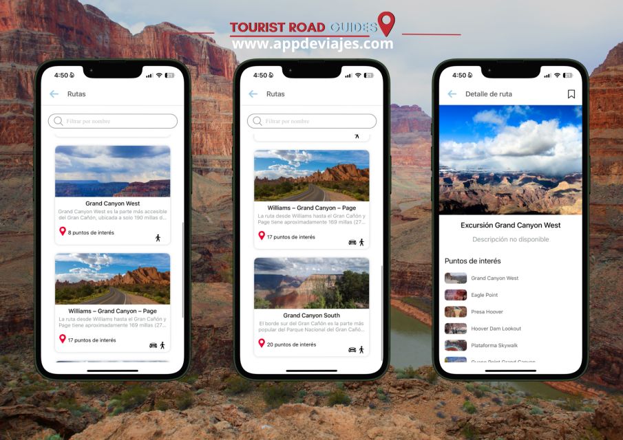 App Self-Guided Road Routes Grand Canyon - Key Points