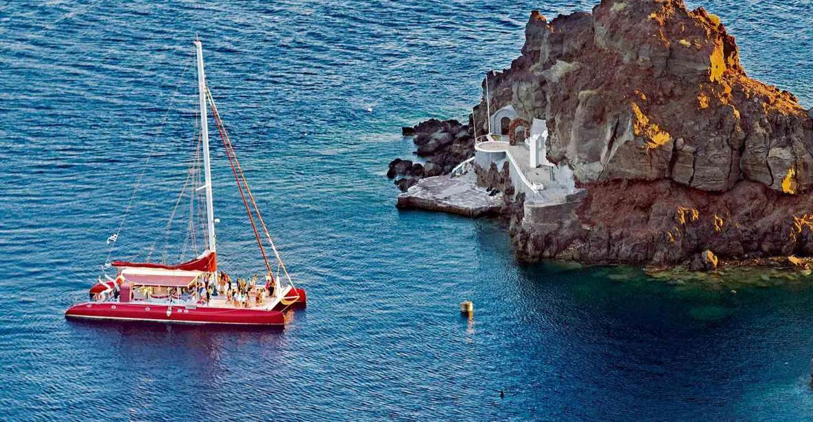 Santorini: Cruise Catamaran With BBQ & Drinks Day or Sunset