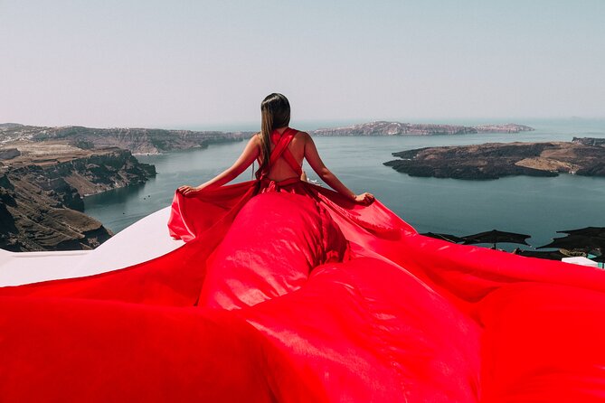 Flying Dress Photoshoot in Santorini With Hotel Pickup - Booking Process and Policies