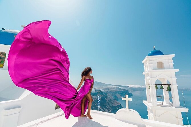 Flying Dress Photoshoot in Santorini With Hotel Pickup - Overview of the Photoshoot Experience