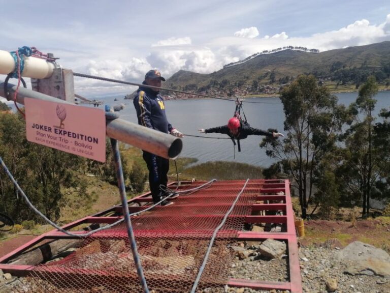 From La Paz: Lake Titicaca Tour and Zip Line Experience