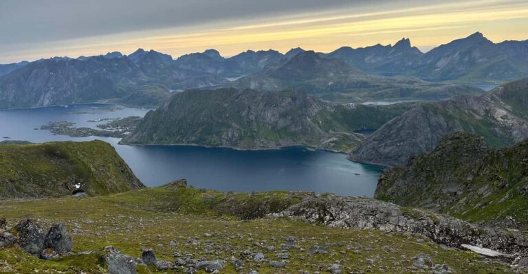 Leknes: Private Boat Sightseeing and Mountain Hike