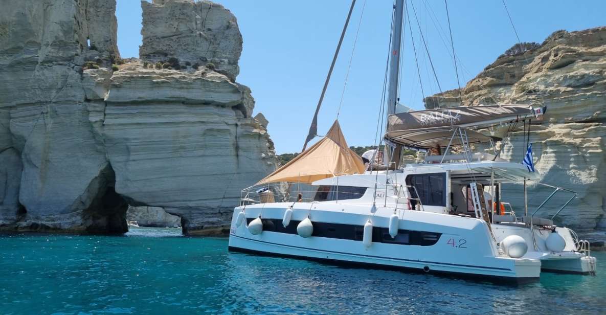 Milos: Kleftiko & Poliegos Catamaran Trip With Meal & Drinks - Trip Overview and Pricing