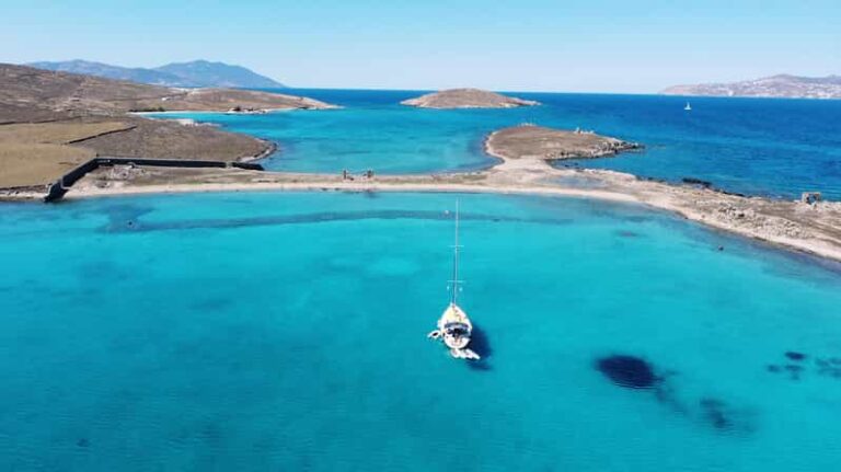 Mykonos: Rhenia Island Sunset Cruise With Transfer and Meal