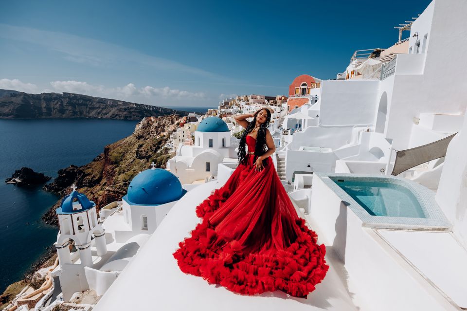 Santorini: Private Flying Dress Photoshoot Experience - Stunning Dress Options