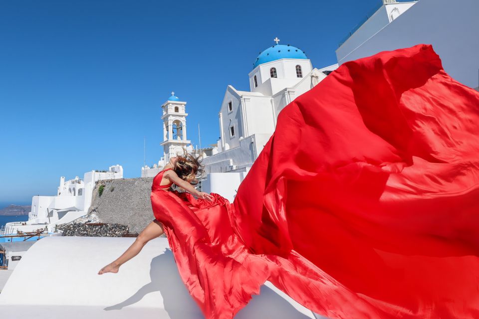 Santorini: Private Flying Dress Photoshoot With Dress Rental - Dress Rental Options