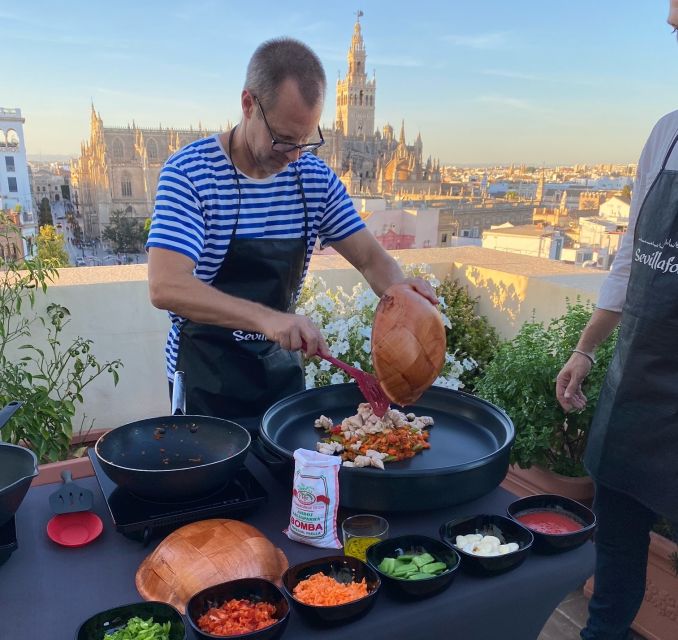 Seville: Highlights Rooftop Tour & Paella Cooking Class - Hands-On Paella Cooking Class