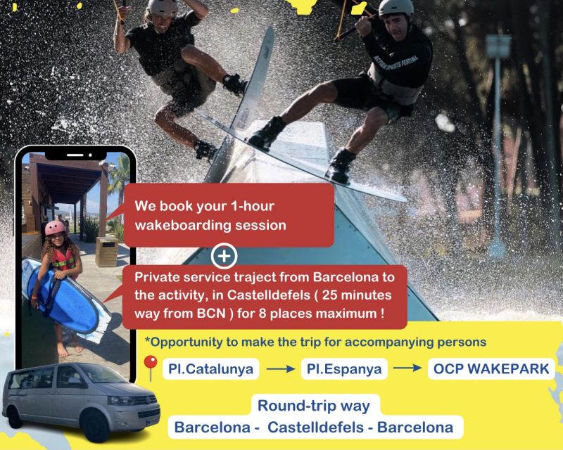 Barcelona: Wakepark Activity With Minibus Transport - Itinerary