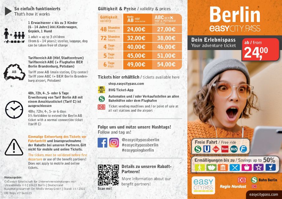 EasyCityPass Berlin: Zone AB Public Transport and Discounts - Public Transport Benefits